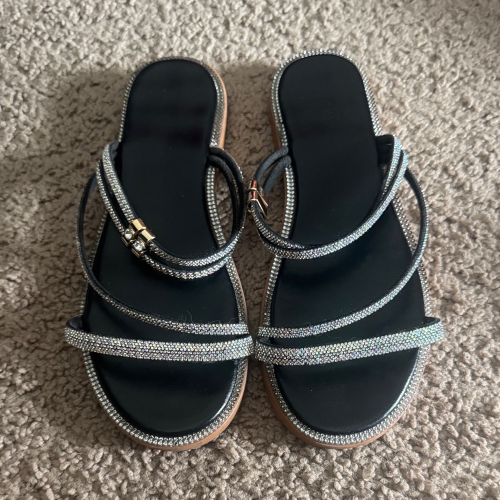 Black and Silver bedazzled women’s sandals